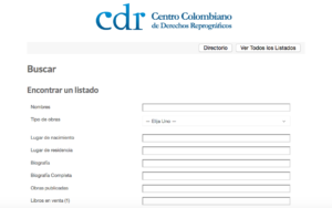 Directorio de Autores Afiliados al Centro Colombiano de Derechos Reprográficos - CDR