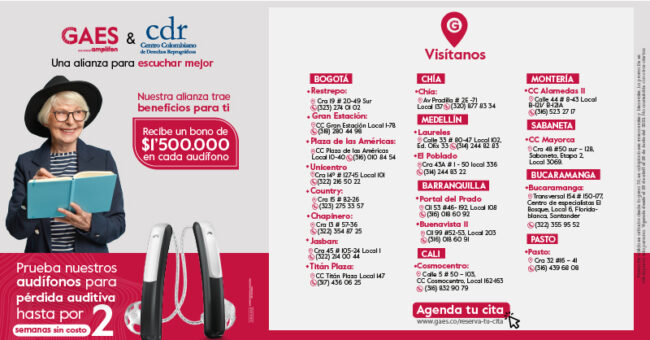 Alianza CDR & GAES Bonos y descuentos para adquisición de audífonos por pérdida auditiva